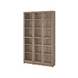 BILLY/OXBERG - Bookcase combination w glass doors, oak effect/clear glass, 120x30x202 cm