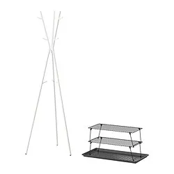 EKRAR/GREJIG - Hallway furniture, set of 4, white/grey