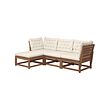 NÄMMARÖ - 3-seat modular sofa, outdoor, with footstool light brown stained/Kuddarna light grey-beige