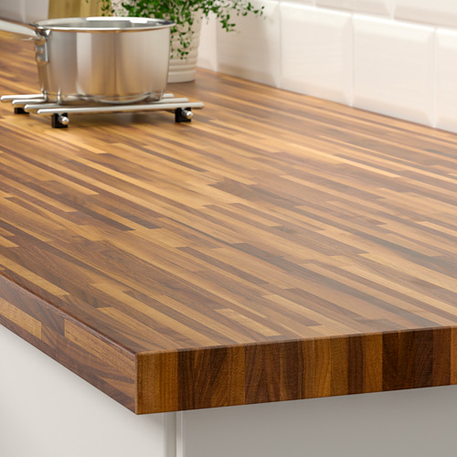 PINNARP permukaan  meja dapur kayu  walnut veneer 186x3 8 
