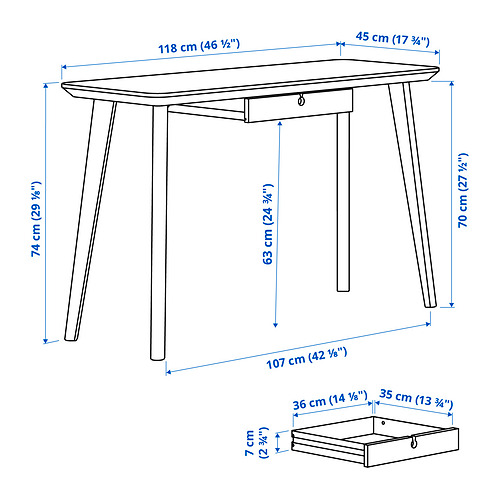 LISABO desk, ash veneer, 118x45 cm | IKEA Indonesia