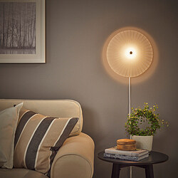 RORKULT - Wall lamp, stripe pattern/white glass, 35 cm