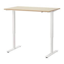 SKARSTA - Desk sit/stand, beige/white, 120x70 cm