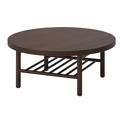 LISTERBY - Meja tamu, cokelat tua veneer kayu beech, 90 cm