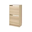 BISSA - Shoe cabinet with 2 compartments, oak effect, 49x28x93 cm