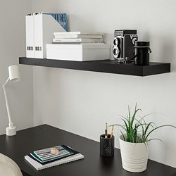 LACK - Rak dinding, hitam-cokelat, 110x26 cm
