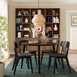 LISABO - Meja, hitam/veneer kayu ash, 105 cm