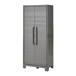 RUNMARÖ - Cabinet with doors, dark grey indoor /outdoor, 80x44x182 cm