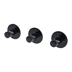 SKOGHALL - Hook, self-adhesive, black