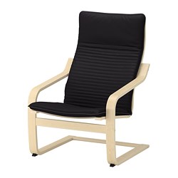 POÄNG - Kursi berlengan, veneer kayu birch/Knisa hitam