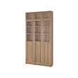 BILLY/OXBERG - Lmri buku dg ut ktnggn/pnl/pntu kc, efek kayu oak/kaca bening, 120x30x237 cm