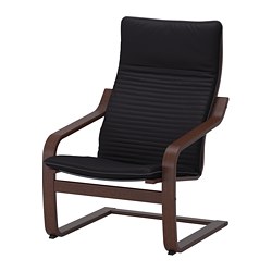 POÄNG - Kursi berlengan, cokelat/Knisa hitam