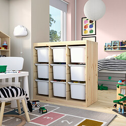 TROFAST - Storage combination with boxes, room divider/light white stained pine white, 93x44x91 cm