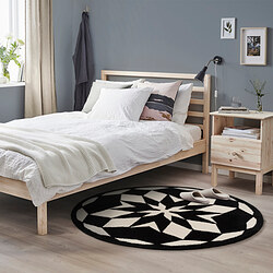 ENERGISYSTEM - Rug, low pile, white/black/rounded, 130 cm