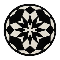 ENERGISYSTEM - Rug, low pile, white/black/rounded, 130 cm