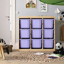 TROFAST - Storage combination with boxes, room divider/light white stained pine lilac, 93x44x91 cm