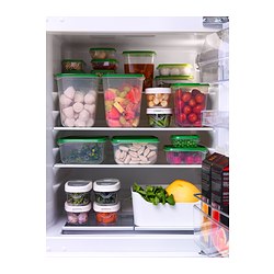 PRUTA - Tempat makanan, set isi 17, transparan/hijau