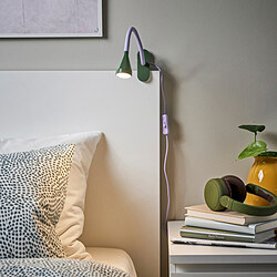 NÄVLINGE - Lampu sorot jepit LED, ungu/hijau tua