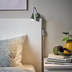 NÄVLINGE - LED clamp spotlight, lilac/dark green