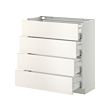METOD - Base cab 4 frnts/4 drawers, white Maximera/Veddinge white, 80x37x80 cm