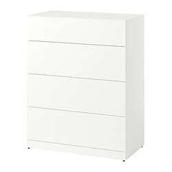 LASTARE - Chest of 4 drawers, white, 80x42x100 cm