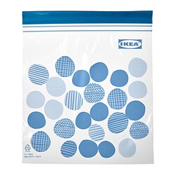 ISTAD - Kantong yang dapat ditutup, berpola/biru terang, 1 l