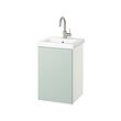 TVÄLLEN/ENHET - Wash-stnd w door/wash-basin/tap, white/pale grey-green, 44x43x65 cm