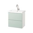 TVÄLLEN/ENHET - Wash-stnd w drawers/wash-basin/tap, white/pale grey-green, 64x43x65 cm