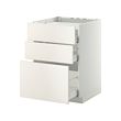 METOD/MAXIMERA - Base cab f hob/3 fronts/3 drawers, white/Veddinge white, 60x60x80 cm