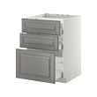 METOD/MAXIMERA - Base cab f hob/3 fronts/3 drawers, white/Bodbyn grey, 60x60x80 cm