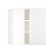 METOD - Corner wall cabinet with shelves, white/Vallstena white, 68x37x80 cm