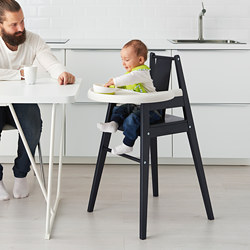BLÅMES - Highchair with tray, black