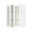 METOD - Kabinet dinding dg rak/2 pintu kaca, putih Enköping/putih efek kayu, 60x37x80 cm