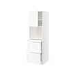 METOD/MAXIMERA - Hi cab f micro combi w door/3 drwrs, white Enköping/white wood effect, 60x60x200 cm