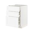 METOD/MAXIMERA - Kabinet dasar dgn 3 laci, putih Enköping/putih efek kayu, 60x60x80 cm