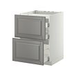 METOD/MAXIMERA - Kbnt dsr u kompor/2 bgn dpn/3 laci, putih/Bodbyn abu-abu, 60x60x80 cm