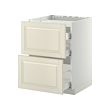 METOD/MAXIMERA - Base cab f hob/2 fronts/3 drawers, white/Bodbyn off-white, 60x60x80 cm