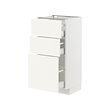 METOD/MAXIMERA - Base cabinet with 3 drawers, white/Vallstena white, 40x37x80 cm