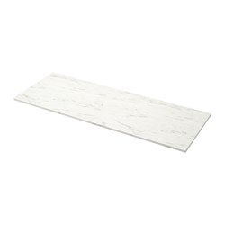 EKBACKEN - Worktop, white marble effect/laminate, 186x2.8 cm