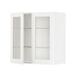 METOD - Kabinet dinding dg rak/2 pintu kaca, putih Enköping/putih efek kayu, 80x37x80 cm