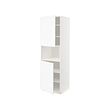 METOD - High cab f micro w 2 doors/shelves, white Enköping/white wood effect, 60x60x200 cm
