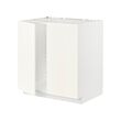 METOD - Kabinet dasar u bak cuci + 2 pintu, putih/Vallstena putih, 80x60x80 cm