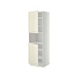 METOD - High cab f micro w 2 doors/shelves, white/Bodbyn off-white, 60x60x200 cm