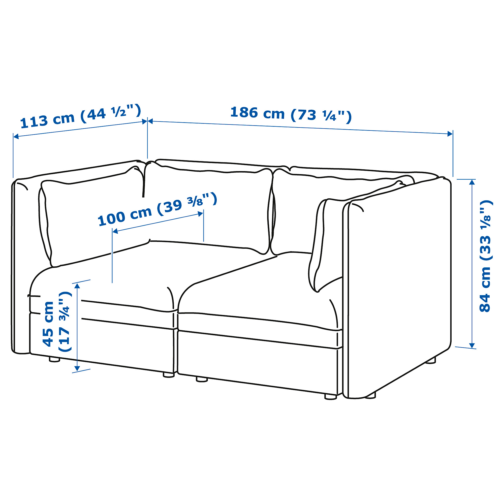 VALLENTUNA Sofa modular 2 dudukan Orrsta hijau zaitun 