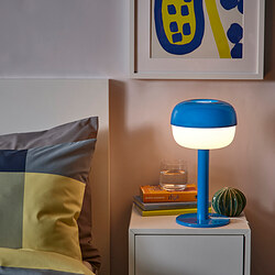 BLÅSVERK - Lampu meja, biru, 36 cm