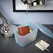 RYKTA - Storage box with lid, transparent grey-blue, 12x18x12 cm/1.5 l
