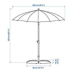 SAMSÖ/IGGÖN - Tenda payung dengan dasar, dapat dimiringkan krem/abu-abu tua, 200 cm