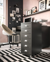 HELMER - Drawer unit on castors, black, 28x69 cm