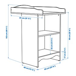 SMÅGÖRA - Meja ganti popok/rak buku, putih