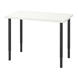 OLOV/LINNMON - Desk, white/black, 100x60 cm